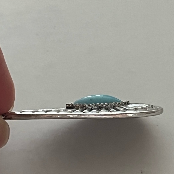 Costume Earrings silver metal and blue stone coastal boho dangling teardrop - Picture 8 of 8